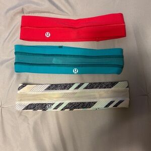 lululemon athletica Red, Teal, and Striped Headbands